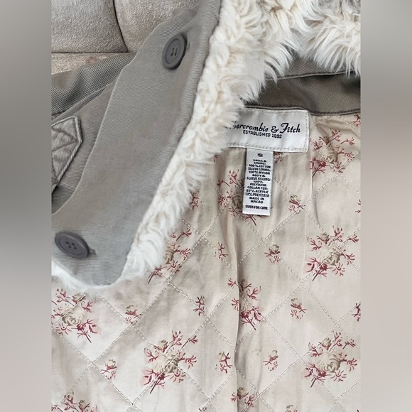 Extremely RARE Y2K Viral Abercrombie & Fitch Bomber Jacket Cotton Sz S faux fur - Picture 13 of 16